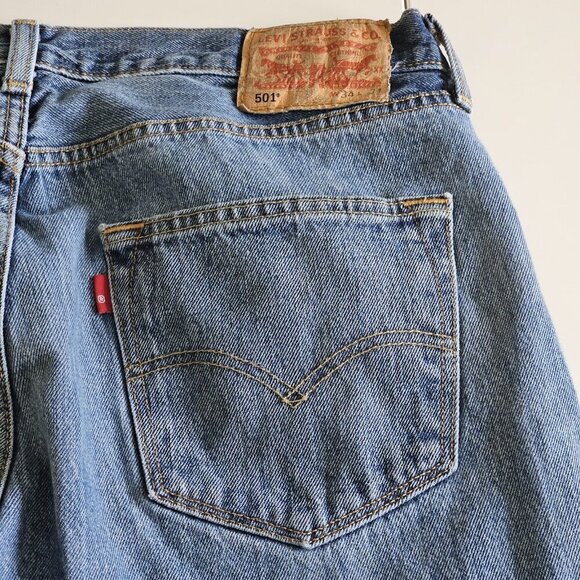 Levi's Jeans Mens 34 x 34 / 32 Blue 501 Straight Leg Cotton Denim Western Cowboy - Picture 11 of 16